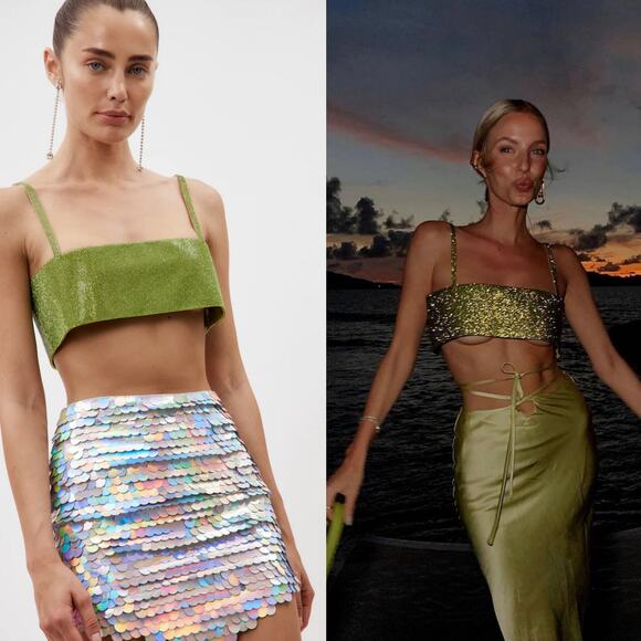 Nue Studio Charlotte Crystal Top Lime Green - Picture 1 of 9